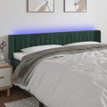 Cabeceira Cama C/ Luzes LED Veludo 203x16x78/88 cm Verde-escuro