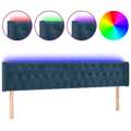 Cabeceira Cama C/ Luzes LED Veludo 203x16x78/88 cm Azul-escuro