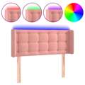 Cabeceira de Cama C/ Luzes LED Veludo 83x16x78/88 cm Rosa