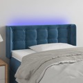Cabeceira de Cama C/ Luzes LED Veludo 93x16x78/88cm Azul-escuro