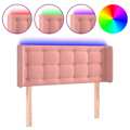 Cabeceira de Cama C/ Luzes LED Veludo 93x16x78/88 cm Rosa