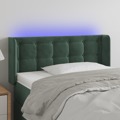 Cabeceira Cama C/ Luzes LED Veludo 103x16x78/88 cm Verde-escuro