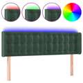 Cabeceira Cama C/ Luzes LED Veludo 147x16x78/88 cm Verde-escuro