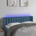 Cabeceira Cama C/ Luzes LED Veludo 147x16x78/88 cm Azul-escuro