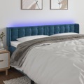 Cabeceira Cama C/ Luzes LED Veludo 163x16x78/88 cm Azul-escuro