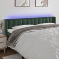 Cabeceira Cama C/ Luzes LED Veludo 203x16x78/88 cm Verde-escuro