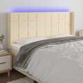 Cabeceira Cama C/ Luzes LED Tecido 203x16x118/128 cm Cor Creme