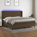 Cama Box Spring C/ Colchão/led 200x200cm Tecido Castanho-escuro