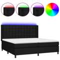 Cama Box Spring C/ Colchão e LED 200x200 cm Tecido Preto