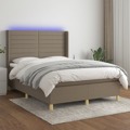 Cama Box Spring Colchão/led 140x200 cm Tecido Cinza-acastanhado