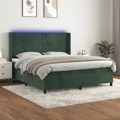 Cama Box Spring C/ Colchão/led 160x200 cm Veludo Verde-escuro