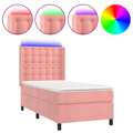 Cama Box Spring C/ Colchão/led 90x190 cm Veludo Rosa