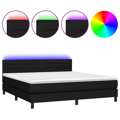 Cama Box Spring C/ Colchão e LED 160x200 cm Tecido Preto