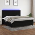 Cama Box Spring C/ Colchão e LED 200x200 cm Tecido Preto