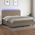 Cama Box Spring Colchão/led 200x200cm Tecido Cinza-acastanhado