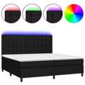 Cama Box Spring C/ Colchão e LED 200x200 cm Tecido Preto