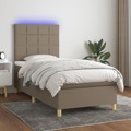 Cama Box Spring + Colchão/led 90x200cm Tecido Cinza-acastanhado