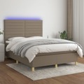 Cama Box Spring Colchão/led 140x190cm Tecido Cinza-acastanhado