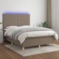 Cama Box Spring Colchão/led 140x200 cm Tecido Cinza-acastanhado