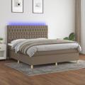 Cama Box Spring Colchão/led 160x200 cm Tecido Cinza-acastanhado