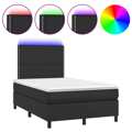 Cama Box Spring C/ Colchão/led 120x200cm Couro Artificial Preto