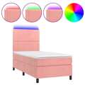 Cama Box Spring C/ Colchão/led 90x190 cm Veludo Rosa