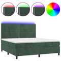 Cama Box Spring C/ Colchão/led 160x200 cm Veludo Verde-escuro