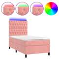 Cama Box Spring C/ Colchão/led 90x190 cm Veludo Rosa