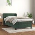 Cama com Molas/colchão 90x190 cm Veludo Verde-escuro