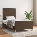 Estrutura de Cama C/ Cabeceira 90x190 cm Tecido Castanho-escuro