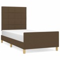 Estrutura de Cama C/ Cabeceira 90x190 cm Tecido Castanho-escuro