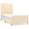 Estrutura de Cama C/ Cabeceira 100x200 cm Tecido Cor Creme