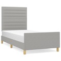 Estrutura de Cama C/ Cabeceira Tecido 90x190 cm Cinza-claro