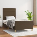 Estrutura de Cama C/ Cabeceira 90x190 cm Tecido Castanho-escuro