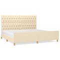 Estrutura de Cama com Cabeceira 200x200 cm Tecido Cor Creme