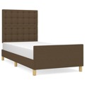 Estrutura de Cama C/ Cabeceira 90x190 cm Tecido Castanho-escuro