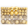 Conjunto de Enfeites de Natal Poliestireno Dourado 111 pcs