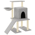 árvore P/ Gatos C/ Postes Arranhadores Sisal 96,5cm Cinza-claro