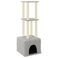 árvore Gatos C/ Postes Arranhadores Sisal 133,5 cm Cinza-claro