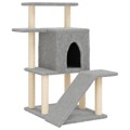 árvore P/ Gatos C/ Postes Arranhadores Sisal 97 cm Cinza-claro