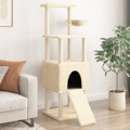 árvore para Gatos C/ Postes Arranhadores Sisal 153 cm Cor Creme