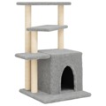 árvore P/ Gatos C/ Postes Arranhadores Sisal 83,5cm Cinza-claro