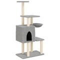 árvore P/ Gatos C/ Postes Arranhadores Sisal 131 cm Cinza-claro