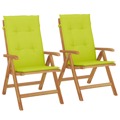 Cadeiras de Jardim Reclináveis C/ Almofadões 2 pcs Teca Maciça
