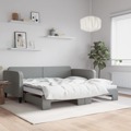Sofá-cama com Gavetão 100x200 cm Tecido Cinzento-claro