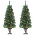 árvores de Natal Artificiais 2 pcs 100 Luzes LED 120 cm Verde