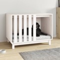 Casota para Cães 90x60x67 cm Madeira de Pinho Maciça Branco