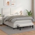 Cama com Molas/colchão 140x190 cm Couro Artificial Branco