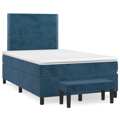 Cama Boxspring com Colchão 120x200 cm Veludo Azul-escuro