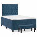 Cama Boxspring com Colchão 120x200 cm Veludo Azul-escuro